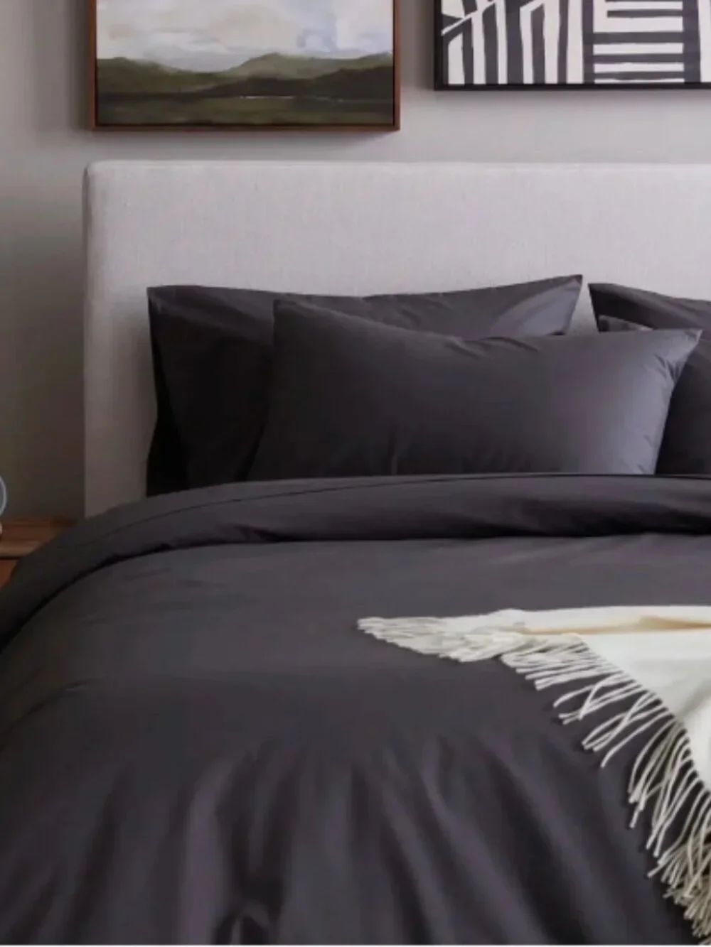 New! Quince Queen Classic 100% Organic Cotton Duvet Cover in Graphite Grey